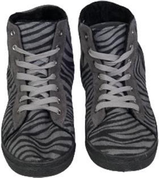 Sneakers RIHANNA zebraprint halfhoog met voering - Grijs / Zwart - Suedine  - Maat 40 | bol.com