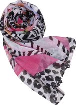 Nouka sjaal, roze multi color panter print