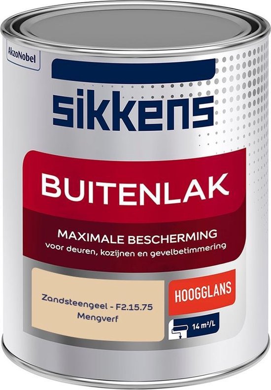 Foto: Sikkens buitenlak verf hoogglans mengkleur zandsteengeel f2 15 75 1 liter