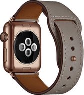 Geschikt voor Apple Watch bandje 38 / 40 / 41 mm - Series 1 2 3 4 5 6 7 SE - Smartwatch iWatch horloge band - 38mm 40mm 41mm - Fungus - PU Leer - Grijs