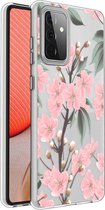 iMoshion Hoesje Geschikt voor Samsung Galaxy A72 Hoesje Siliconen - iMoshion Design hoesje - Roze / Transparant / Cherry Blossom
