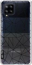 Casetastic Samsung Galaxy A42 (2020) 5G Hoesje - Softcover Hoesje met Design - Abstraction Outline Black Transparent Print