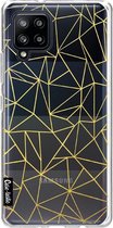 Casetastic Samsung Galaxy A42 (2020) 5G Hoesje - Softcover Hoesje met Design - Abstraction Outline Gold Transparent Print