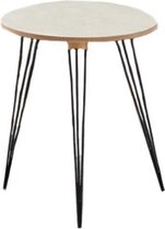 Bijzettafel rond hout/metaal zwart/naturel 40 x 46 cm - Home Deco meubels en tafels
