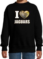 I love jaguars sweater met dieren foto van een luipaard zwart voor kinderen - cadeau trui luipaarden liefhebber - kinderkleding / kleding 5-6 jaar (110/116)
