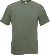 Set van 3x stuks basic olijf groene t-shirt voor heren - voordelige katoenen shirts - Regular fit, maat: 2XL (44/56)