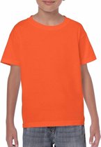 Set van 5x stuks oranje kinder t-shirts 150 grams 100% katoen - Voordelige shirts voor jongens/meisjes, maat: 122-128 (S)