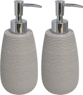 Set van 3x stuks zeeppompjes/zeepdispensers grijs kunststof 19 cm - Navulbare zeep houder - Toilet/badkamer accessoires