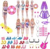 Dolldreams - Zomer Accessoires set voor Barbie met strand kleding, duikset, jurkjes, zwembanden, sieraden etc.