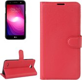 Voor LG X power2 Litchi Texture horizontale flip lederen tas met houder & kaartsleuven & portemonnee (rood)