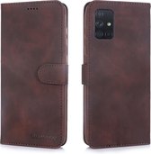 Voor Galaxy A71 Diaobaolee Pure Fresh Grain horizontale flip lederen tas met houder en kaartsleuven (bruin)