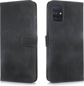 Voor Galaxy A71 Diaobaolee Pure Fresh Grain horizontale flip lederen tas met houder en kaartsleuven (zwart)