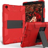 Schokbestendige tweekleurige siliconen beschermhoes met houder voor Galaxy Tab A 10.1 (2019) / T510 (rood)