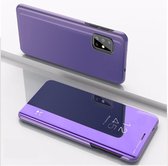Voor Galaxy M60S / A81 / Note 10 Lite vergulde spiegel links en rechts flip cover met standaard mobiele telefoonhouder (paarsblauw)