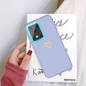 Voor Galaxy S20 Ultra Golden Love Heart Pattern Frosted TPU-beschermhoes (lichtpaars)
