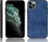 Voor iPhone 11 Pro schokbestendig naaien koe patroon huid PC + PU + TPU Case (blauw)