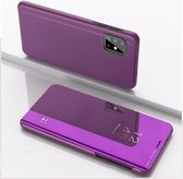 Voor Galaxy A71 vergulde spiegel horizontaal flip leer met standaard mobiele telefoon holster (paars)