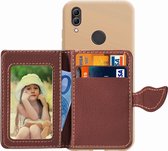 Leaf Buckle Litchi Texture Card Holder PU + TPU Case voor Xiaomi Redmi Note 7, met kaartsleuf en houder & portemonnee en fotolijst (bruin)