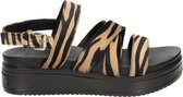 Shabbies dames sandaal - Zwart bruin - Maat 38