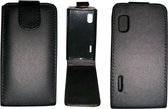 Verticale Flip magnetische Snap Leather Case voor LG Optimus L5 / E610 (zwart)
