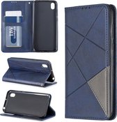 Rhombus Texture Horizontal Flip Magnetische lederen tas met houder en kaartsleuven voor Huawei Y5 (2019) / Honor 8S (blauw)