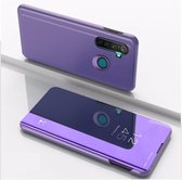 Voor OPPO Realme 5 vergulde spiegel horizontaal flip leer met standaard mobiele telefoon holster (paars blauw)