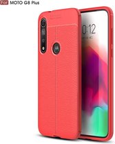 Voor Moto G8 Plus Litchi Texture TPU schokbestendige behuizing (rood)