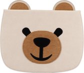 Schattige beer geborduurde horizontale omgedraaide lederen hoes voor iPad Mini 1 & Mini 2 & Mini 3 & Mini 4 & Mini 5, met beugel-rustperiode (roze)