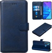 Voor OPPO Realme 5 klassieke kalfsleer horizontale flip pu lederen tas, met houder en kaartsleuven en portemonnee (blauw)