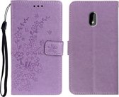 Voor Nokia 3.2 Plum Blossom Pattern Links en Rechts Flip Leren Case met Beugel & Kaartsleuf & Portemonnee & Lanyard (Paars)