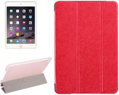 Zijdestructuur Horizontale Flip Leather Case met Three-Folding Holder voor iPad mini 4 (Rood)