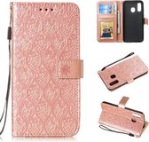 Geperst Printing Rattan Flower Pattern Horizontal Flip PU Leather Case for Galaxy A40, with Holder & Card Slots & Wallet & Photo Frame (Rose Gold)