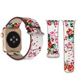 Voor Apple Watch Series 3 & 2 & 1 38mm Fashion Pastoralism Style Little Floral Pattern Dameshorloge Leren polsband