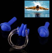 Zachte siliconen zwemneusklem en oordop set oordop (blauw)