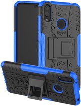 Tire Texture TPU + PC schokbestendig hoesje voor Huawei Y7 Pro 2019 / Enjoy 9, met houder (blauw)