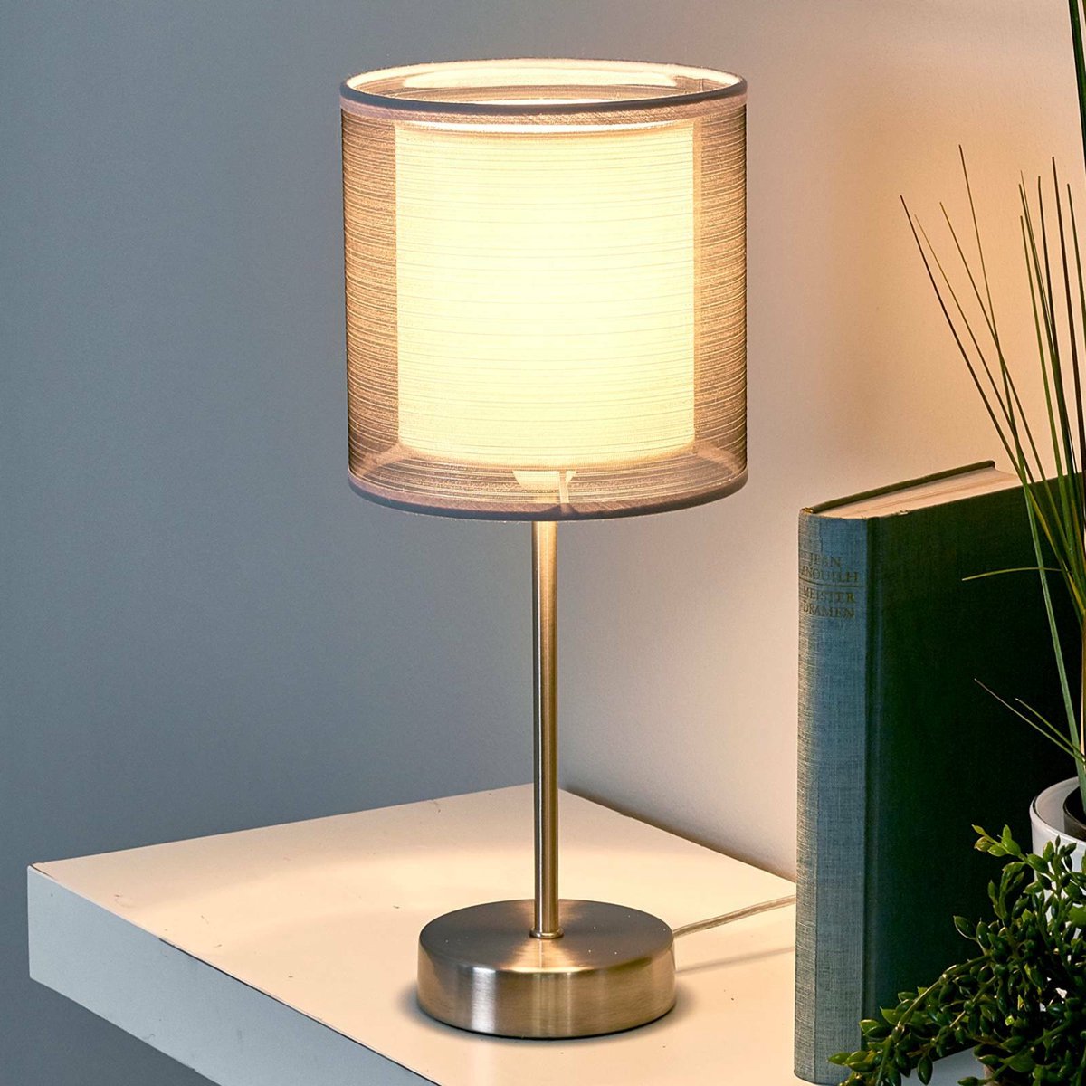 Lindby - Tafellamp - 1licht - H: 35 cm - E14 - alu / grijs / zink