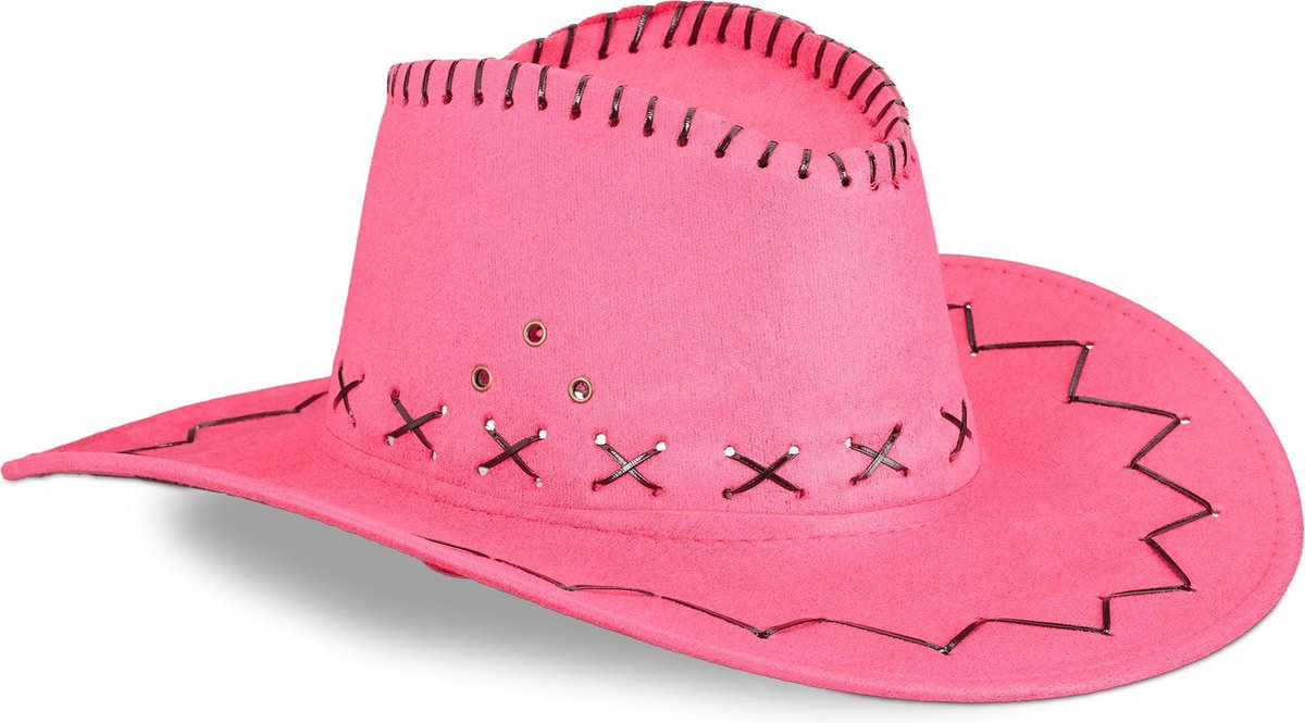 Relaxdays Cowboyhoed carnaval western hoed country hoed cowboy accessoires roze