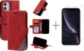 Book Case Apple iPhone 12 Mini | Hoogwaardig PU Leren Hoesje | Telefoonhoesje | Portemonnee | Rood + 1x screenprotector
