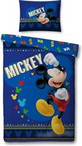 Dekbedovertrek Mickey Mouse  blauw 140 x 200 cm, Bedset met  Vrolijke Gekleurde Mickey Dekbed met kussensloop - Disney dekbedhoes