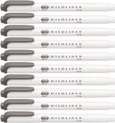 Zebra Mildliner Double-Sided Highlighter - Fine / Bold – Mild Dark Gray Set van 10 verpakt in een Zipperbag