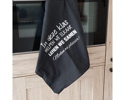 Theedoek met grappige tekst - bedankcadeau voor juf of meester