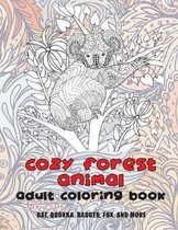 Cozy Forest Animal - Adult Coloring Book - Bat, Quokka, Badger, Fox, and more