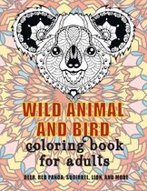 Wild Animal and Bird - Coloring Book for adults - Deer, Red panda, Squirrel, Lion, and more