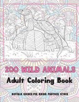 200 Wild Animals - Adult Coloring Book - Buffalo, Guinea pig, Rhino, Panther, other