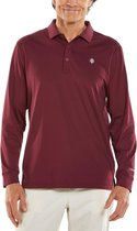 Coolibar - UV Sport Polo voor heren - Longsleeve - Erodym Golf - Kastanjebruin - maat L