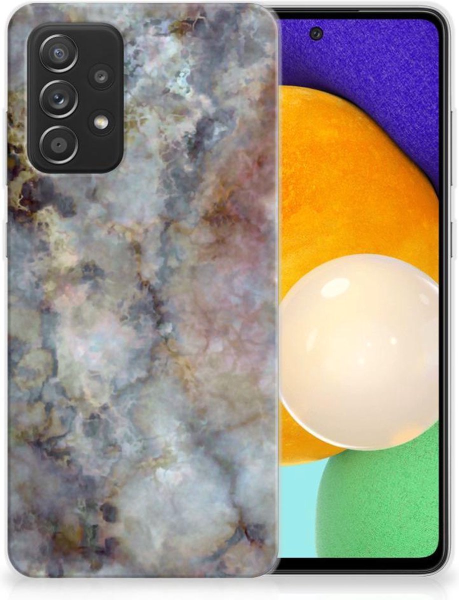 Samsung Galaxy A52 (5G/4G) TPU Siliconen Hoesje Marmer Grijs