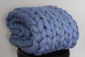 Handgemaakte deken van 100% zuivere merino XXL lontwol - Baby Blue/ Blauw - 80x100cm - 80x100cm - babydeken - sprei - wiegdeken - ledikantdeken - huisdecoratie