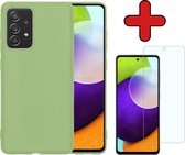 Samsung A52 Hoesje Groen Siliconen Case Met Screenprotector - Samsung Galaxy A52 Hoes Silicone Cover Met Screenprotector - Groen