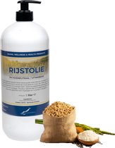 Rijstolie 1 liter met gratis pomp - 100% natuurlijk - biologisch en koud geperst - goed voor huid, haar en lichaam