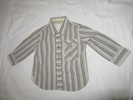 noukie's , jongens , overhemd , streep, bruin / beige / wit / lila, 82 , 104 - 4 jaar